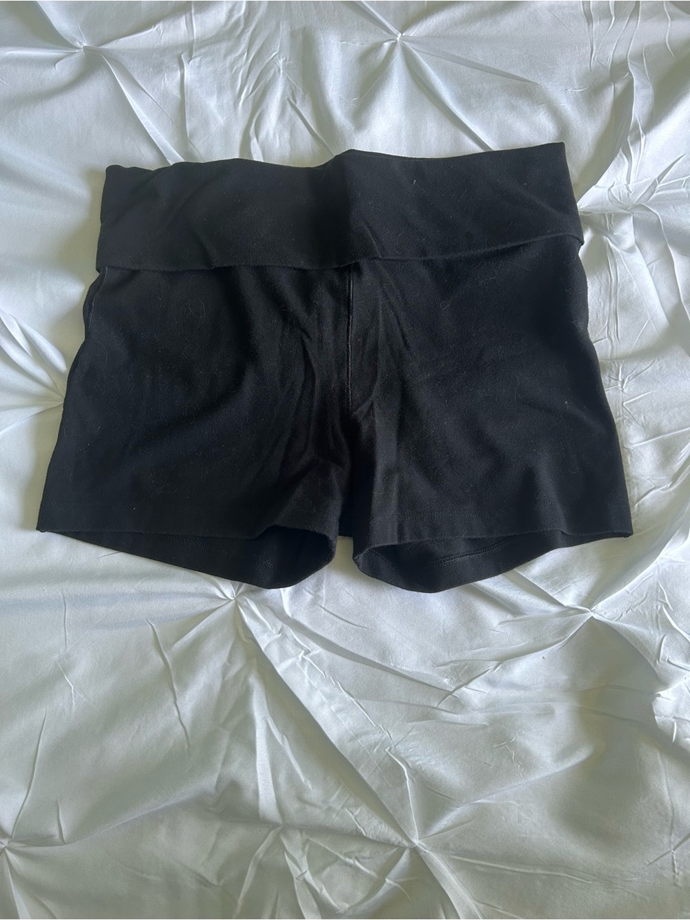 PINK Victoria's Secret Black Fold-Over Waist Bike Shorts